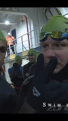 Caroline Livesey reacts to the harsh swimming conditions in the triathlon · Patagonman