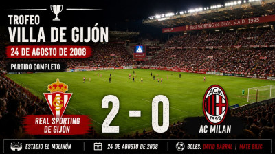 Real Sporting de Gijón vs AC Milan (2-0) | Trofeo Villa de Gijón 24-8-2008 | Partido Completo