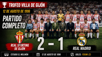 Real Sporting de Gijón vs Real Madrid (2-1) | Trofeo Villa de Gijón 12-8-1996 | Partido Completo