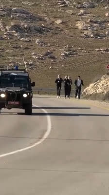 Encounter with military vehicles during the Run Across Palestine: The People and The Olive