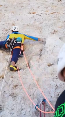 Damien Largeron, Tristan and Louna Ladevant begin the climb at Bellavista · Priceless Climb