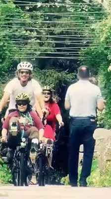 Dominic Hill completes a stage of his tandem bike journey alongside his companion · Take a Seat