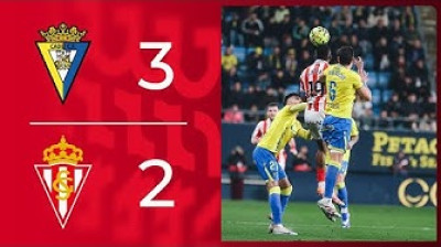 Resumen del Cádiz CF 3-2 Real Sporting de Gijón - Jornada 21
