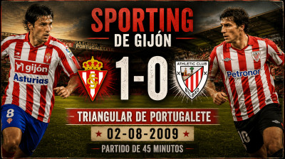 Real Sporting de Gijón vs Athletic Club (1:0) | Turniej Trójstronny w Portugalete 02-08-2009 | Pełny Mecz