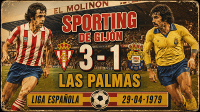 Real Sporting de Gijón vs UD Las Palmas (3:1) | Liga Hiszpańska 29-04-1979 | Pełny Mecz