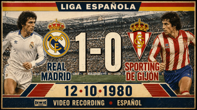 Real Madrid vs Real Sporting de Gijón (1:0) | Liga Hiszpańska 12-10-1980 | Pełny Mecz