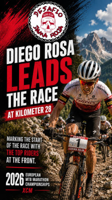 Diego Rosa johtaa kilpailua 28 kilometrin kohdalla | Maastopyörämaratonin EM-kilpailut | Desafío Dama Roja 2026