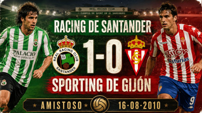 Racing de Santander vs Real Sporting de Gijón (1:0) | Mecz Towarzyski 16-08-2010 | Pełny Mecz