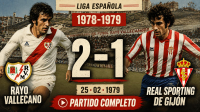 Rayo Vallecano vs Real Sporting de Gijón (2:1) | Liga Hiszpańska 25-02-1979 | Pełny Mecz