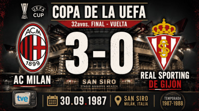 AC Milan vs Real Sporting de Gijón (3:0) | Puchar UEFA 30-09-1987 | Pełny Mecz