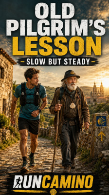 Adrian Dmoch leert van een oude pelgrim die langzaam maar vastberaden loopt | RunCamino