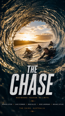 Andrew Lester, Luke O'Connor, Brad Gilles, Jesse Landrigan en Michael Ostler: de beste bodyboarders in The Shire, Australië · The Chase