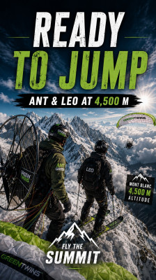 Ant och Leo, på nästan 4 500 meters höjd och redo att kasta sig ut över Alperna | Fly the Summit