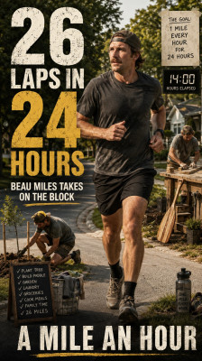 Beau Miles is attempting to complete a marathon by running one mile every hour for 24 hours | A Mile an Hour