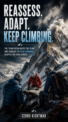 El equipo replantea la estrategia y decide seguir adelante pese a las dificultades | Cerro Kishtwar