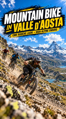 Sendero de enduro en Cime Bianche Laghi con mountain bike: Ettore Personnettaz, Shanti Cipolli y Tiziano Mossetti · Mountain Bike in Valle D’Aosta