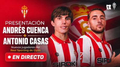 Presentación de Andrés Cuenca y Antonio Casas como nuevos jugadores del Real Sporting de Gijón EN DIRECTO desde la Escuela de Fútbol de Mareo