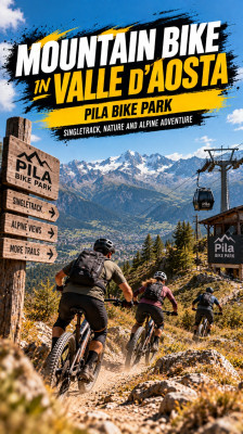 Singletrack on the ridge of the Pila Bike Park with Ettore Personnettaz, Sara De Leo, and Francesco Perrone · Mountain Biking in Valle d'Aosta