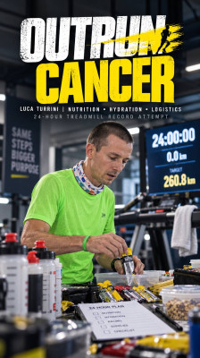 Nutrición y logística de Luca Turrini para batir el récord Guinness en cinta de correr · Outrun Cancer